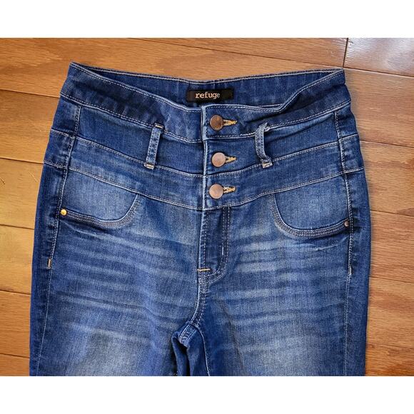 Refuge Jeans Womens Size 0 Skinny Blue Denim Stretch 3 Buttons Closure - Picture 3 of 9